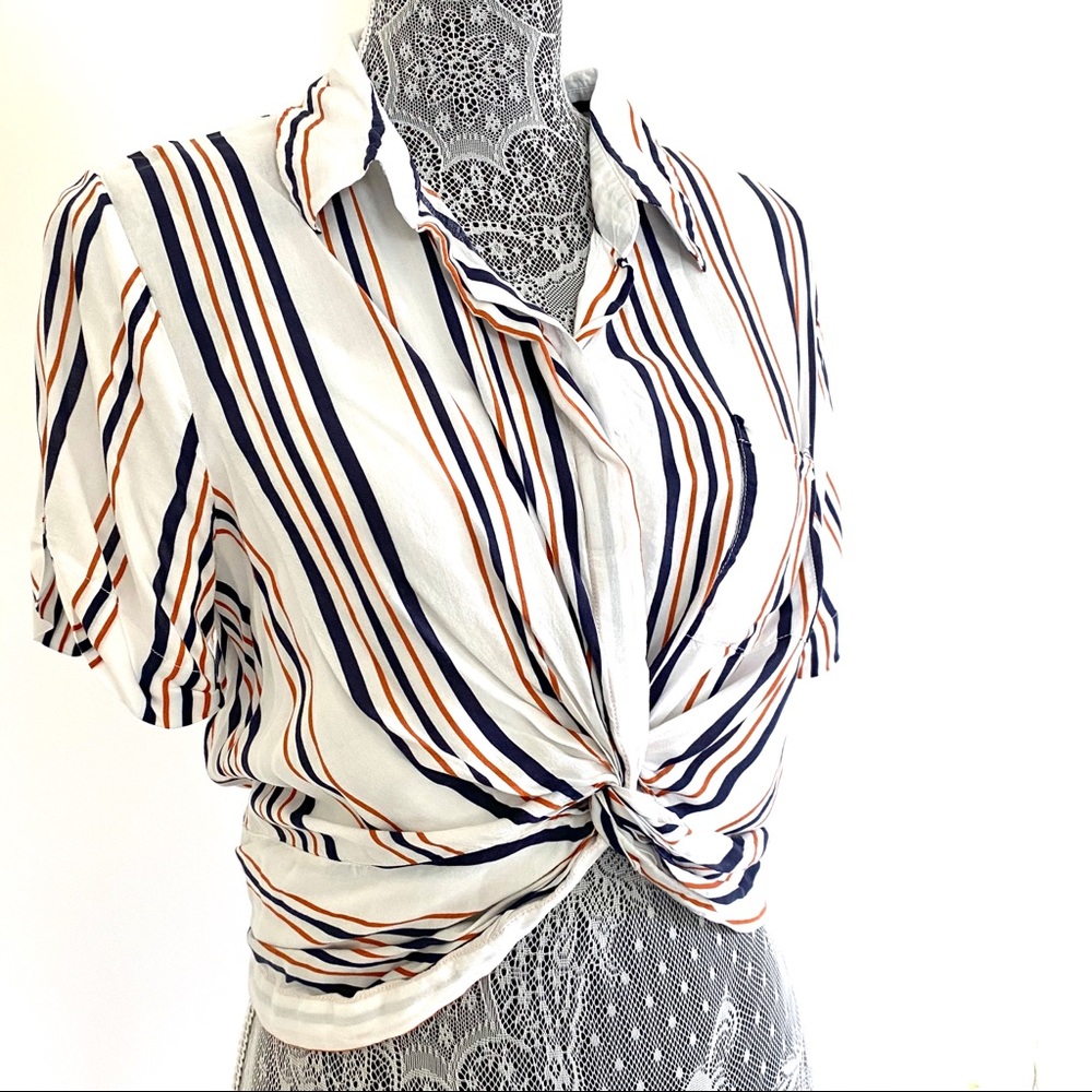 Stripe Crop Top Blouse